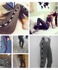 FCCEXIO New 2019 Pink Letters Print High Waist Fitness Leggings Women Sexy Sporting Jeggings Womens Workout Elastic Trousers