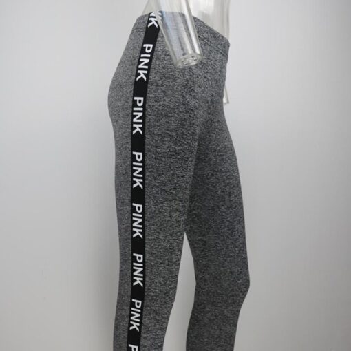FCCEXIO New 2019 Pink Letters Print High Waist Fitness Leggings Women Sexy Sporting Jeggings Womens Workout Elastic Trousers