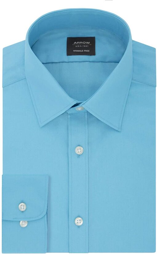 Arrow 1851 Men's Dress Shirt Poplin (Available in Regular, Fitted, Slim, and Extreme Slim Fits)