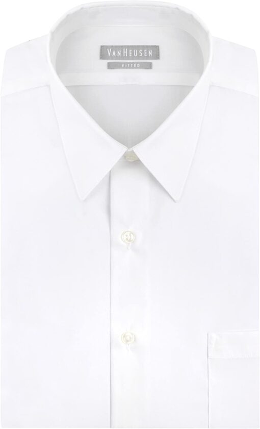 Van Heusen Men's Dress Shirt Fitted Poplin Solid