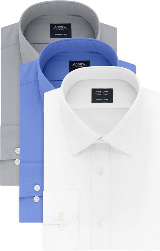 Arrow 1851 Men's Dress Shirt Poplin (Available in Regular, Fitted, Slim, and Extreme Slim Fits)