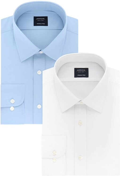 Arrow 1851 Men's Dress Shirt Poplin (Available in Regular, Fitted, Slim, and Extreme Slim Fits)