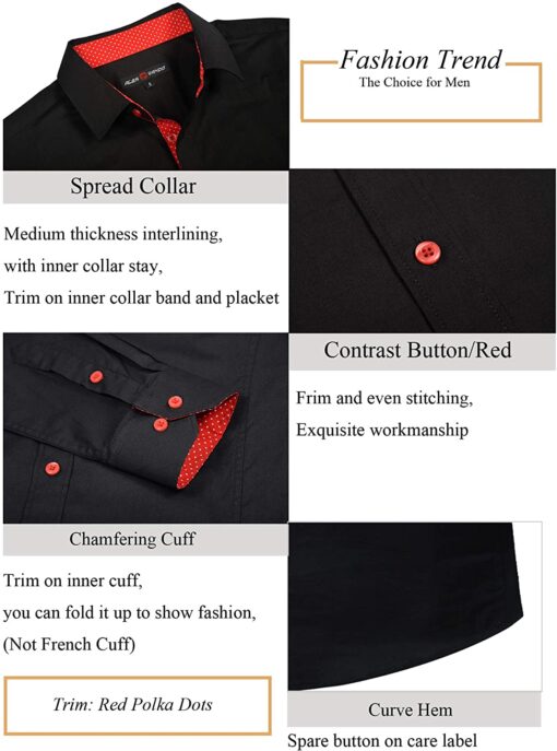 Alex Vando Mens Dress Shirts Regular Fit Long Sleeve Men Shirt