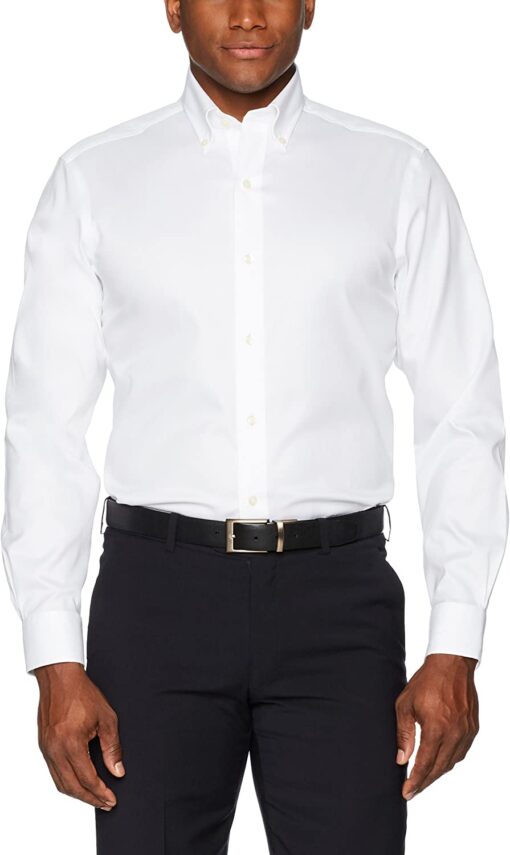 Buttoned Down Men's Standard Classic Fit Button Collar Solid Non-Iron Dress Shirt