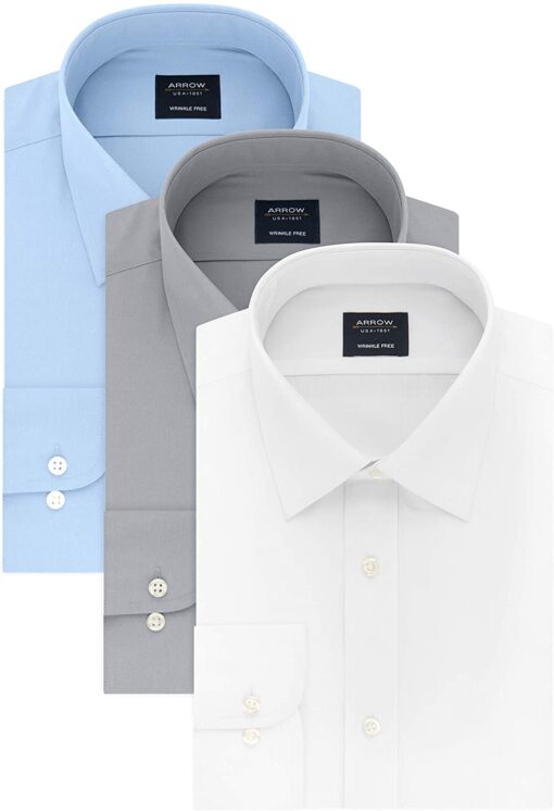 Arrow 1851 Men's Dress Shirt Poplin (Available in Regular, Fitted, Slim, and Extreme Slim Fits)