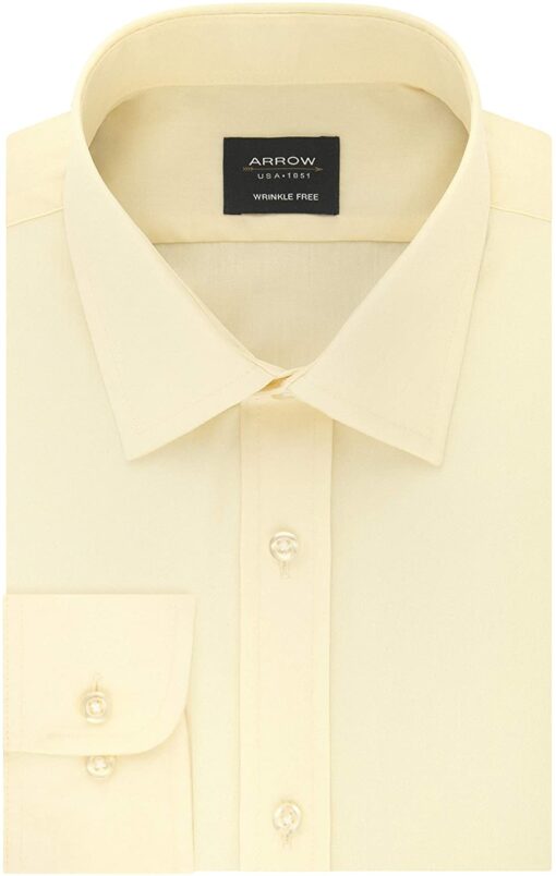 Arrow 1851 Men's Dress Shirt Poplin (Available in Regular, Fitted, Slim, and Extreme Slim Fits)