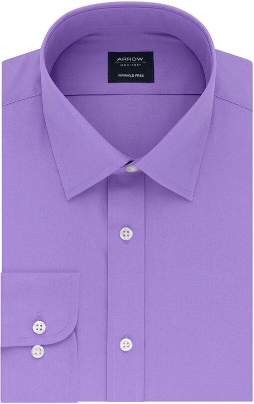 Arrow 1851 Men's Dress Shirt Poplin (Available in Regular, Fitted, Slim, and Extreme Slim Fits)
