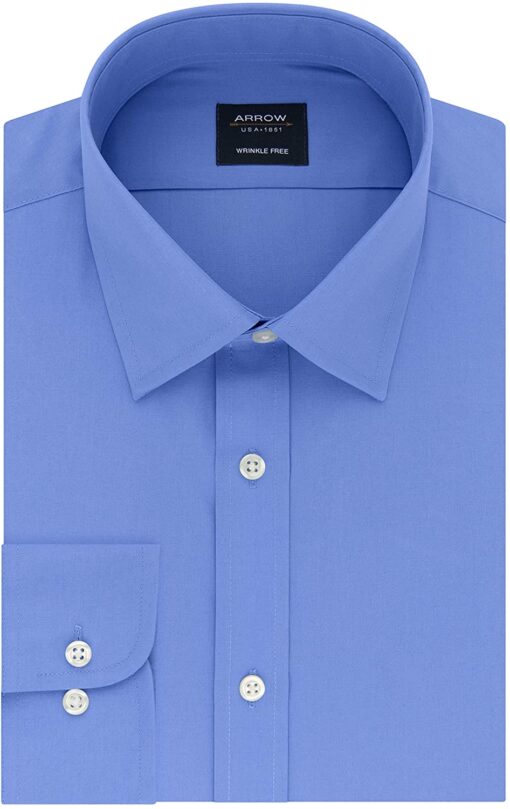 Arrow 1851 Men's Dress Shirt Poplin (Available in Regular, Fitted, Slim, and Extreme Slim Fits)