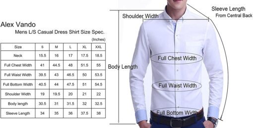 Alex Vando Mens Dress Shirts Regular Fit Long Sleeve Men Shirt