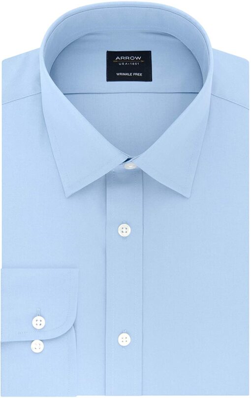 Arrow 1851 Men's Dress Shirt Poplin (Available in Regular, Fitted, Slim, and Extreme Slim Fits)