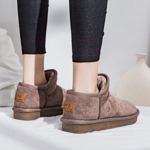 Winter 2020 New Women's Snow Boots Fashion Warm Suede Women's Flat Bottom Short Home Casual Shoes Size 35-40