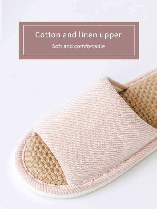 Youdiao linen Slippers For Men Floor Indoor Summer Shoes Cotton Mute Home slipper Women Non-slip Japanese Stylish Slides Solid