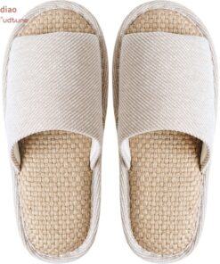 Youdiao linen Slippers For Men Floor Indoor Summer Shoes Cotton Mute Home slipper Women Non-slip Japanese Stylish Slides Solid