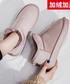 Winter 2020 New Women's Snow Boots Fashion Warm Suede Women's Flat Bottom Short Home Casual Shoes Size 35-40