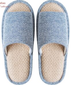 Youdiao linen Slippers For Men Floor Indoor Summer Shoes Cotton Mute Home slipper Women Non-slip Japanese Stylish Slides Solid