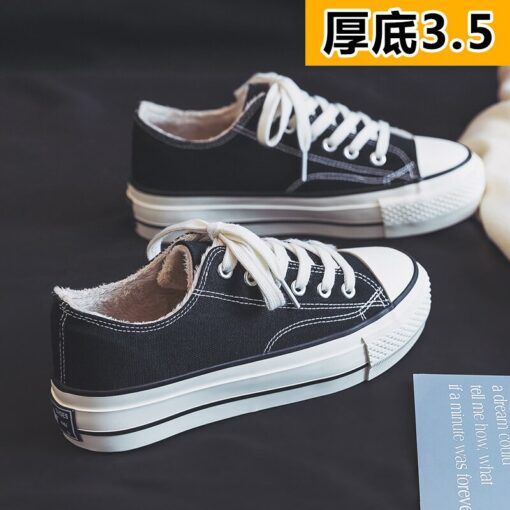 Canvas shoes women's shoes 2020 new winter plush ulzzang versatile cotton shoes thick soled casual shoes 35-40 Fashion Warm shoe