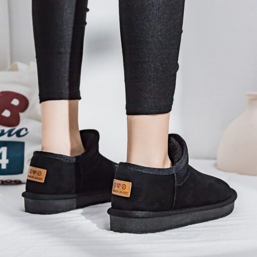 Winter 2020 New Women's Snow Boots Fashion Warm Suede Women's Flat Bottom Short Home Casual Shoes Size 35-40