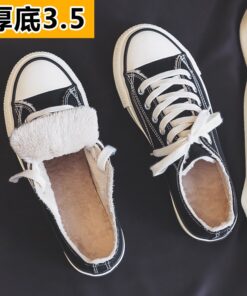 Canvas shoes women's shoes 2020 new winter plush ulzzang versatile cotton shoes thick soled casual shoes 35-40 Fashion Warm shoe