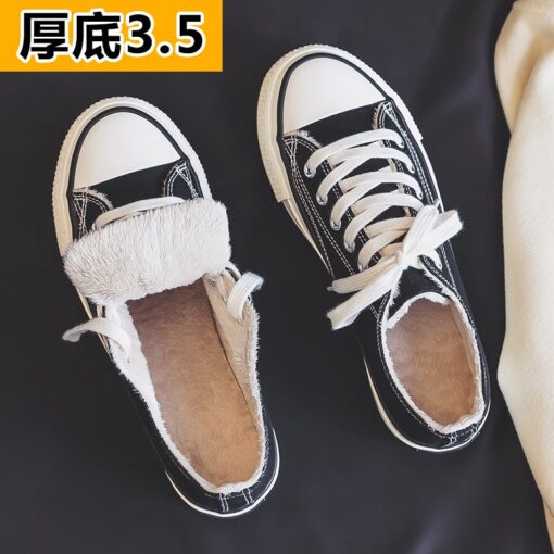 Canvas shoes women's shoes 2020 new winter plush ulzzang versatile cotton shoes thick soled casual shoes 35-40 Fashion Warm shoe