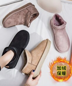 Winter 2020 New Women's Snow Boots Fashion Warm Suede Women's Flat Bottom Short Home Casual Shoes Size 35-40