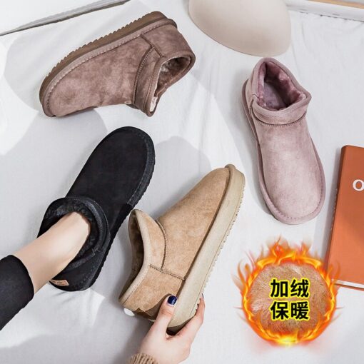 Winter 2020 New Women's Snow Boots Fashion Warm Suede Women's Flat Bottom Short Home Casual Shoes Size 35-40