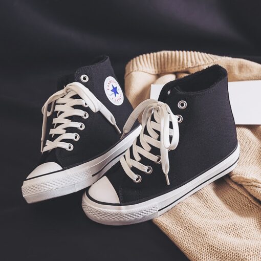Canvas Shoes Women's New Winter 2020 Inner High Rise Bangbu Tide Shoes Thick Soled Shoes Plush Warm 34-39 Fashion Casual Shoes