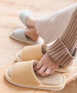 Youdiao linen Slippers For Men Floor Indoor Summer Shoes Cotton Mute Home slipper Women Non-slip Japanese Stylish Slides Solid