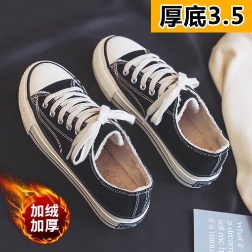 Canvas shoes women's shoes 2020 new winter plush ulzzang versatile cotton shoes thick soled casual shoes 35-40 Fashion Warm shoe