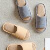 Youdiao linen Slippers For Men Floor Indoor Summer Shoes Cotton Mute Home slipper Women Non-slip Japanese Stylish Slides Solid