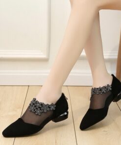 woman high heels shoes party mesh ladies party lace classics high heels crystal zipper crystal solid platform sandals