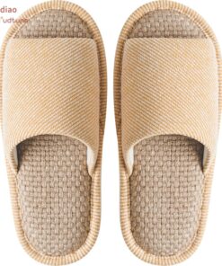 Youdiao linen Slippers For Men Floor Indoor Summer Shoes Cotton Mute Home slipper Women Non-slip Japanese Stylish Slides Solid